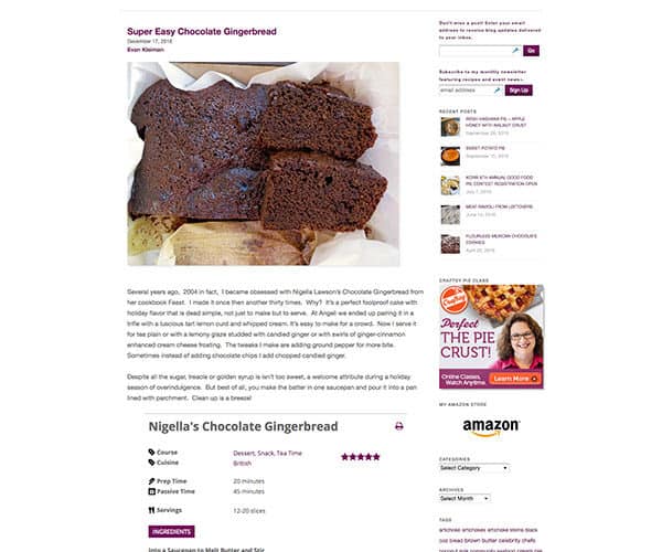 Evan Kleiman Recipe for Chocolate Gingerbread